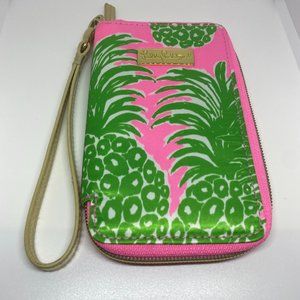 Lilly Pulitzer Pink and Green Zip Wristlet Wallet